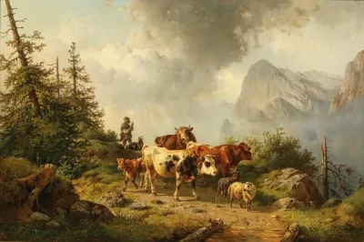 Returning Home From The Alpine Pasture