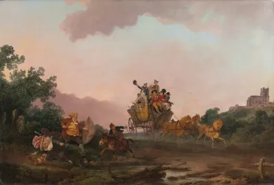 Revellers On A Coach