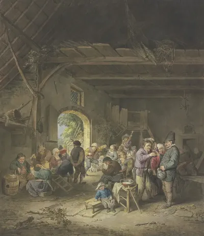 Revelling Peasants In A Barn