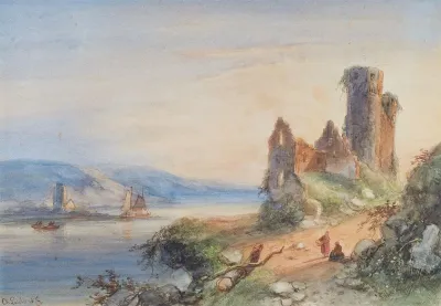 Rheinlandschaft Mit Burgruine