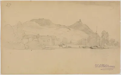Rheinlandschaft Mit Hausern Und Kahnen Fol 27