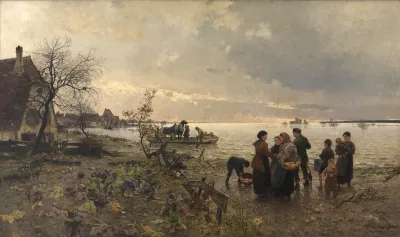 Rheinuberschwemmung Bei Karlsruhe Im Jahre 1887