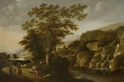 Rhine Landscape With A Waterfall