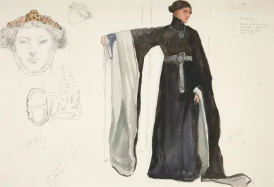Richard Ii In Black Costume Sketch For Henry Irvings 1898 Planned Production Of Richard Ii