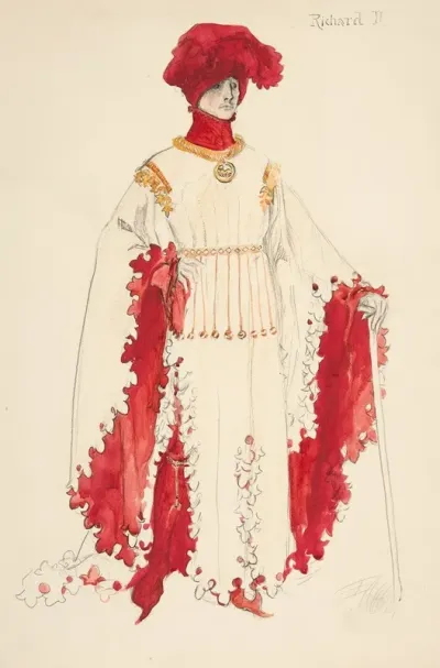 Richard Ii In Red Costume Sketch For Henry Irvings 1898 Planned Production Of Richard Ii