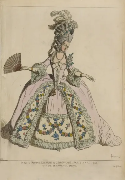 Riche Mariee En Robe De Ceremonie Paris 1774 80 Dapres Une Gravure De Lepoque
