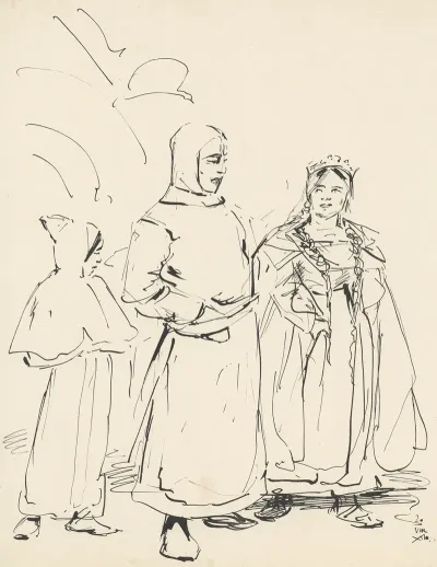 Ridderfiguur Met Gekroonde Vrouw