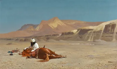 Rider And His Steed In The Desert