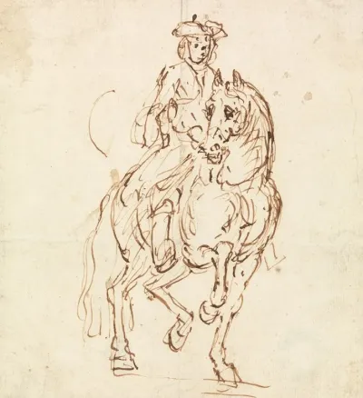 Rider In A Tricorn Hat Horse Walking Towards Front