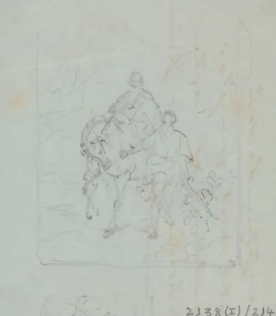 Rider On Horseback And Figure Leading The Horse