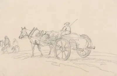 Riders And A Two Wheeled Cart With Driver