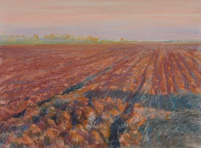 Ridge At Sunset Ploughed Field At Sunset