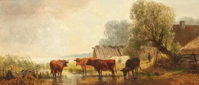 Rinderherde Am Wasser