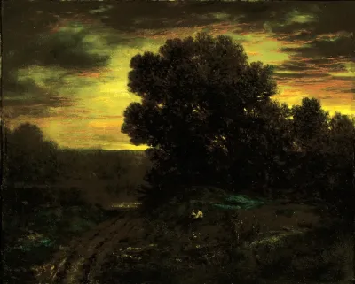 River Landscape At Sunset