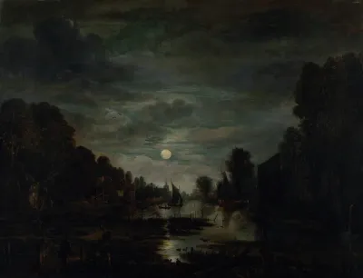 River Landscape In Moonlight 2