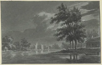 River Landscape In The Moonlight