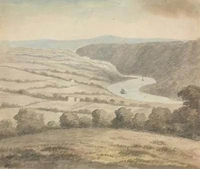 River Landscape With Boats