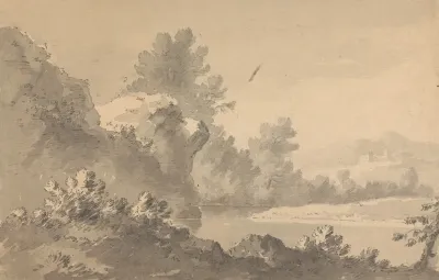 River Landscape With Castle In The Distance