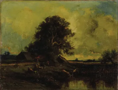 River Landscape With Cottage 2