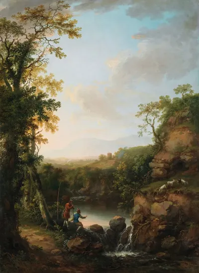 River Landscape With Fisherman 2
