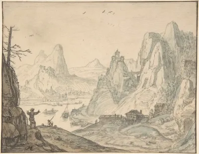 River Landscape With Mountains