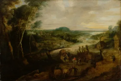 River Landscape With Peasants On The Way To Market