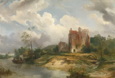 River Landscape With Ruin