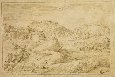 River Landscape With Saint Roch And A Child Traveling With Dog