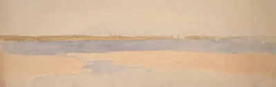 River Landscape With Town On Far Shore