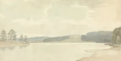 River Scene With A Country House In Distance