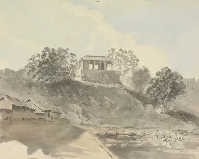 River Scene With Buildings