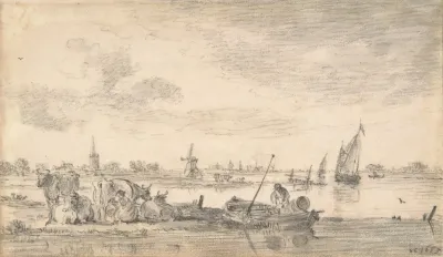 River Scene With Cows