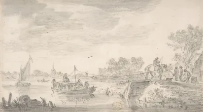 River Scene With Towboat
