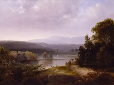 River View With Hunters And Dogs