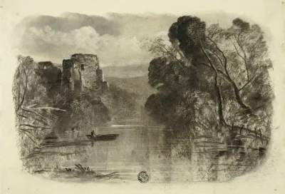 River With Castle Ruin And Boat I