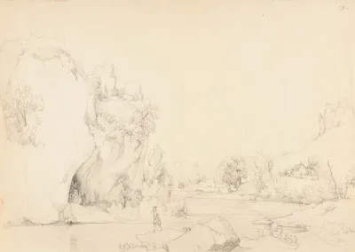 Riviere Avec Rochers Et Pecheurs