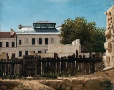 Rivningstomt Med Palladiansk Villa I Bakgrunden