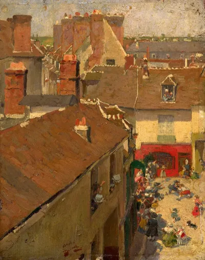 Rixe Sur Une Place De Village Vue De Haut