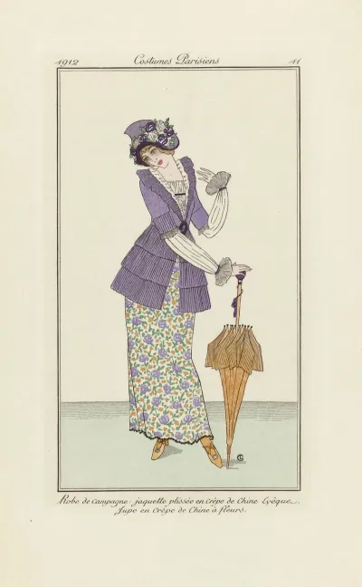 Robe De Campagne Jaquette Plissee En Crepe De Chin