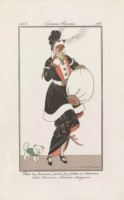 Robe De Charmeuse Garnie De Zibeline Et Dhermine Gilet Dhermine