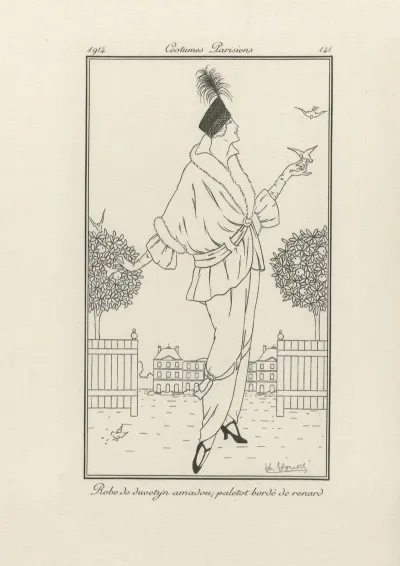 Robe De Duvetyn Amadou Paletot Borde De Renard