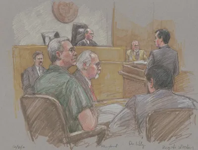 Robert Allen Stanford Seated In Courtroom With Lawyers Judge And Others During His Trial For Financial Fraud