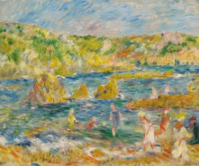 Rochers De Guernesey Avec Personnages Plage A Guernesey