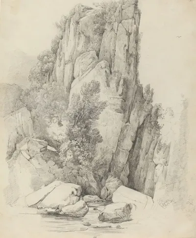 Rock Cliffs Above A Stream