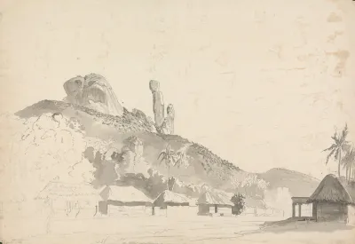 Rock Formation Above A Village