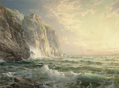 Rocky Cliff With Stormy Sea Cornwall