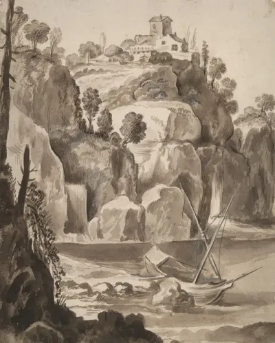 Rocky Coast With A Boat