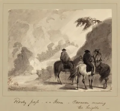 Rocky Pass In A Storm Caravan Crossing The Heights