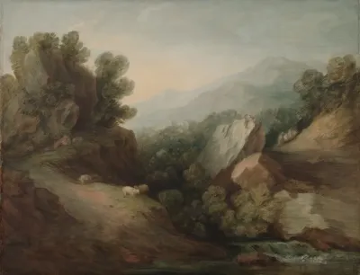 Rocky Wooded Landscape With A Dell And Weir