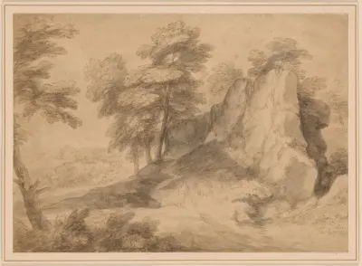 Rocky Wooded Landscape With Figures